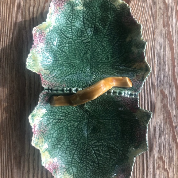 Bordallo Pinheiro Majolica Green Cabbage Ceramic two part Serving Bowl - Picture 2 of 10